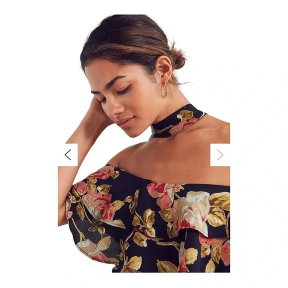 🌹 URBAN OUTFITTERS roe + may Dottie Floral Choker Mini Dress size Medium - Picture 11 of 13